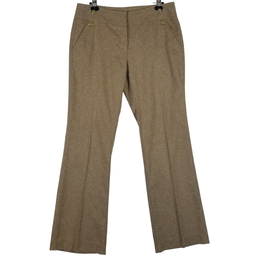 Cabi Trousers Women 12 Brown Sailor Wide Leg Tweed Flecked Pants 377